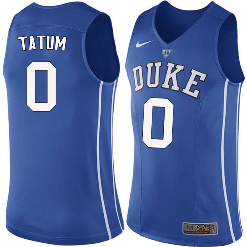 Men #0 Jayson Tatum Duke Blue Devils College Basketball Jerseys-Blue